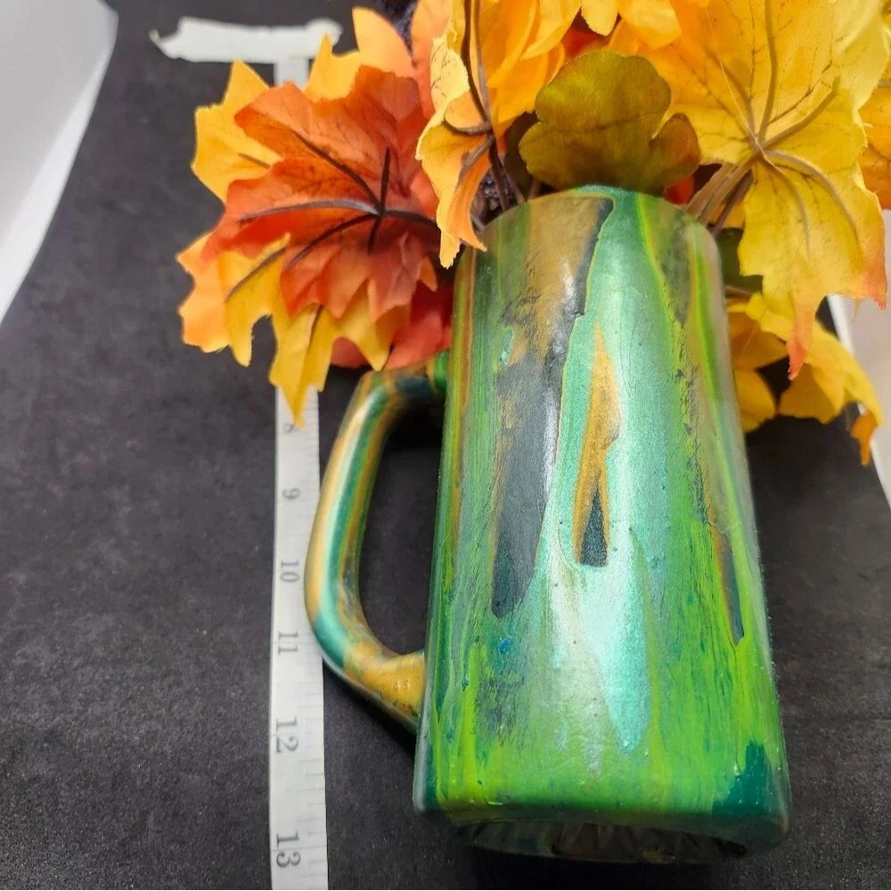 Hand Crafted Floral Table Centerpiece Fall Chrsyanthemum Glass